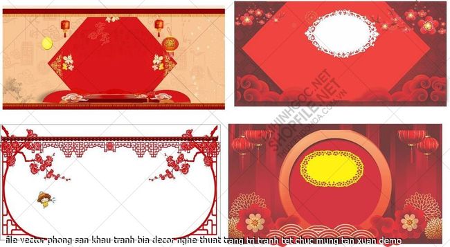 file vector phong san khau tranh bia decor nghe thuat trang tri tranh tet chuc mung tan xuan